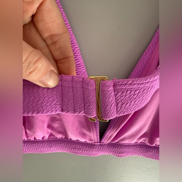 Mynah Womens Pink Textured Bikini Top XL Adjustable Strap V Neck Buckle New - Picture 5 of 9
